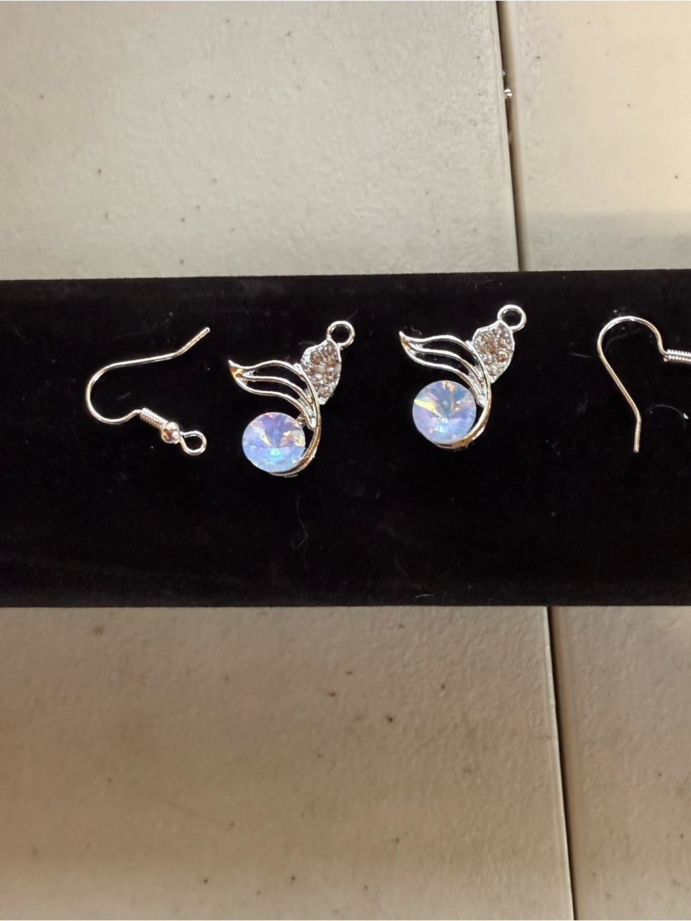 Silver-tone Iridescent Crystal Drop Earrings - Women Jewelry